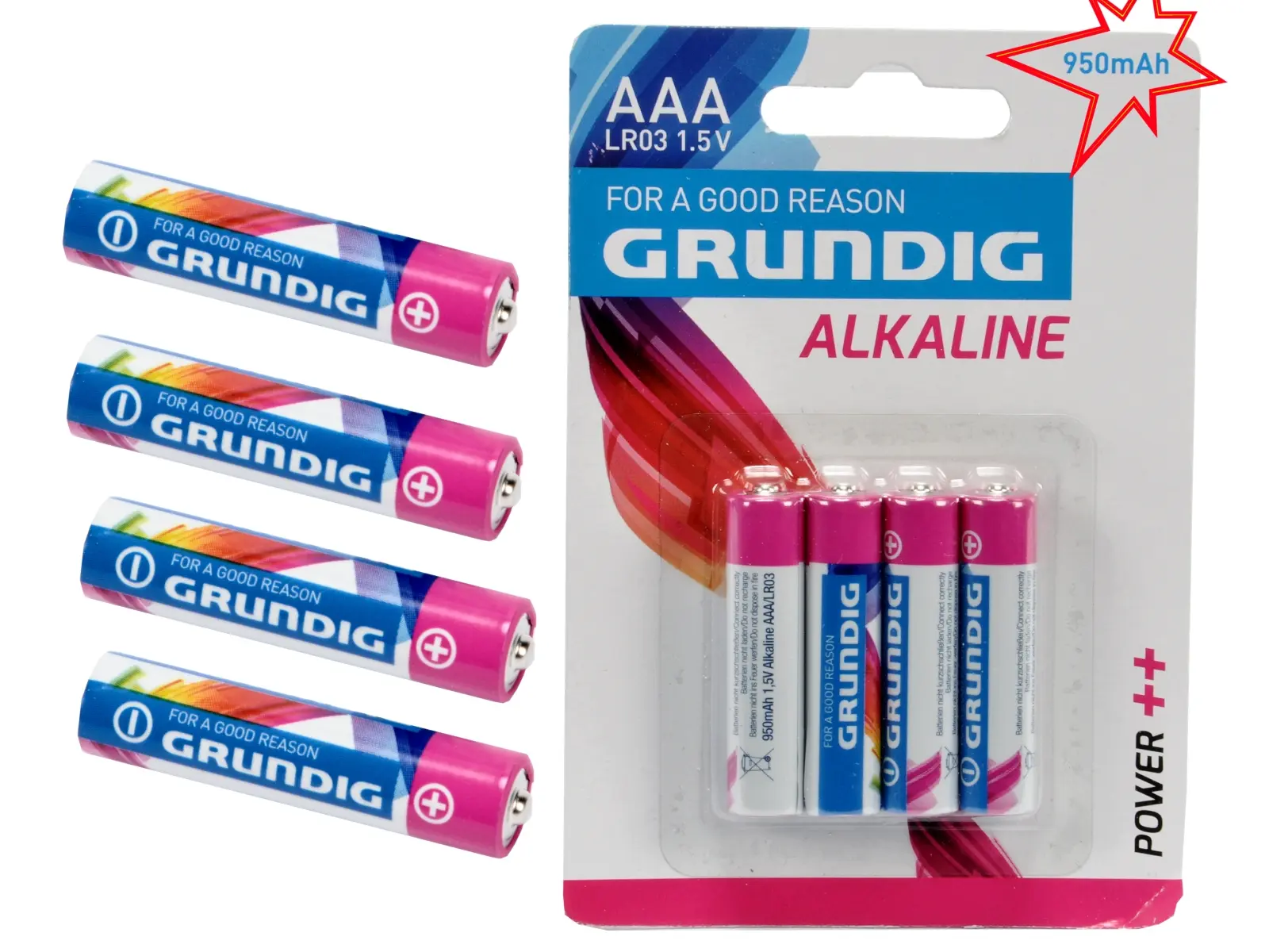 GRUNDIG Batterie Alkaline 1,5 Micro AAA 950mA 4er