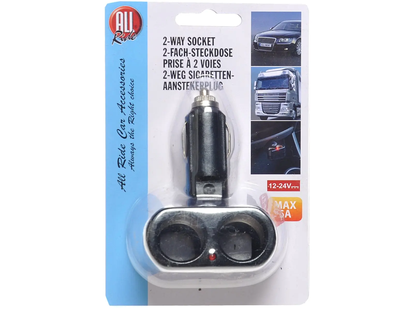 Steckdose 2er TWO-WAY Zig Blister 12/24V