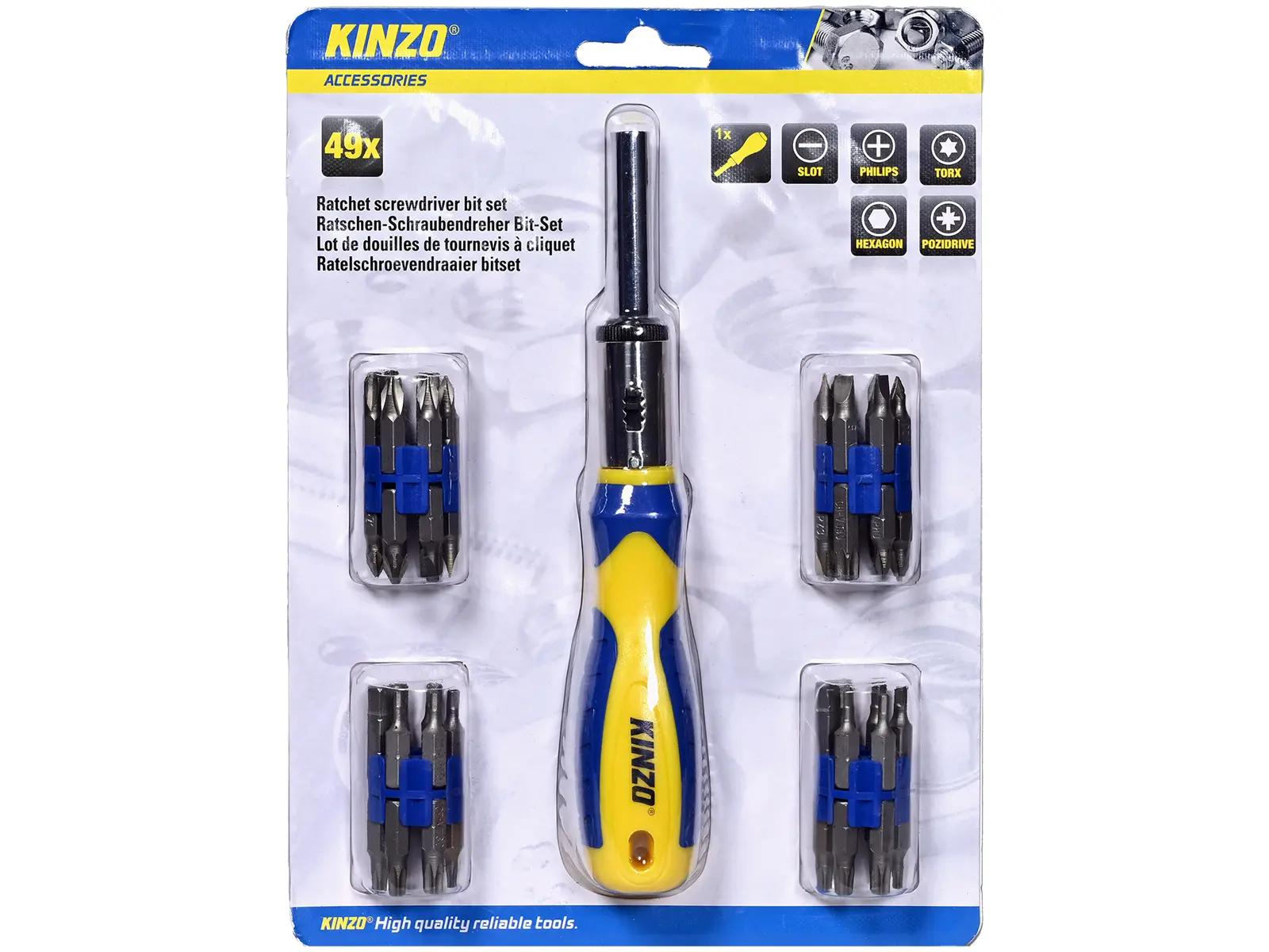 KINZO Ratschen-Schraubendreher Bit-Set, 49-tlg.