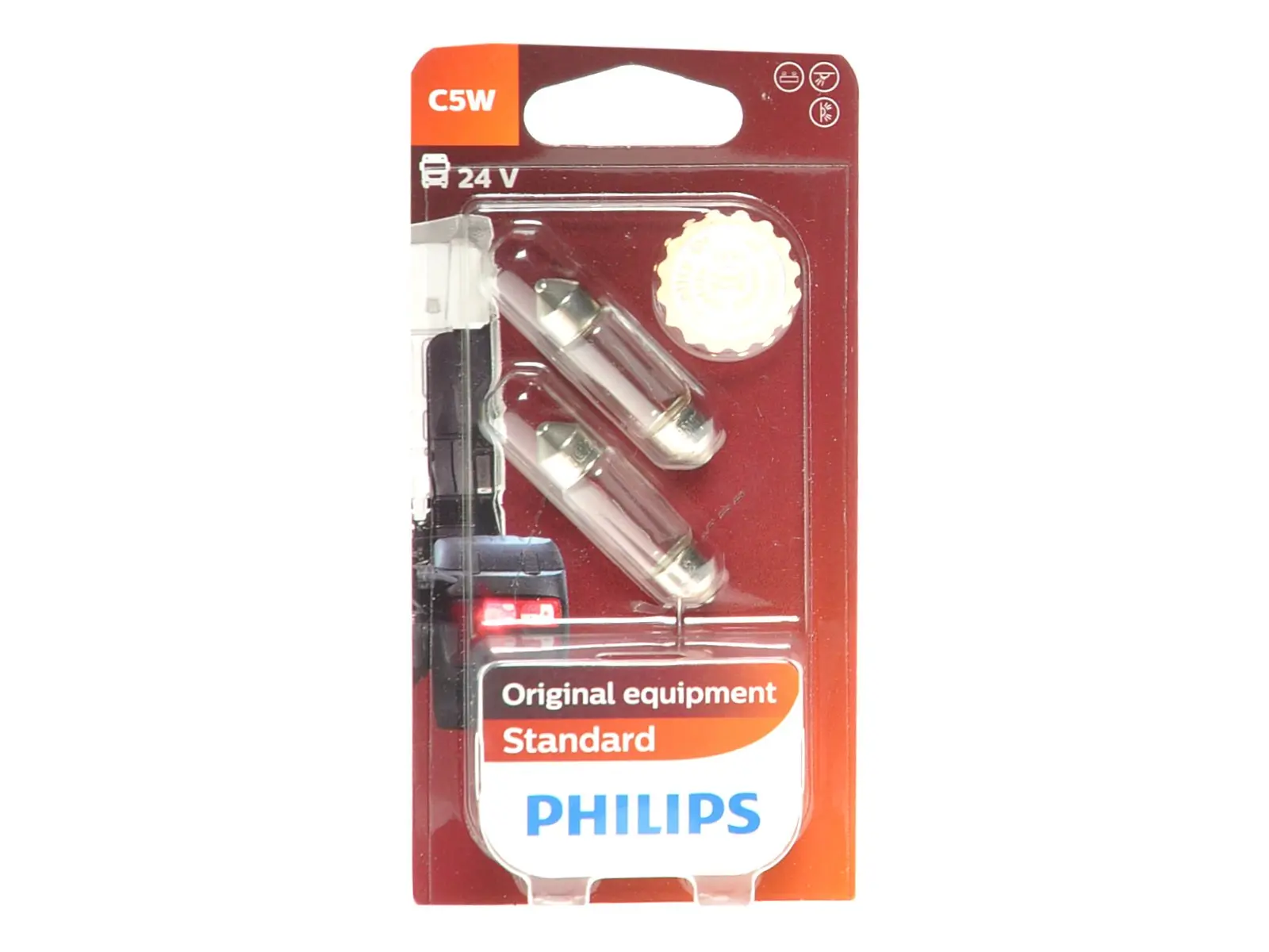 PHILIPS Standard C5W, 24V, 5W, weiss, duo