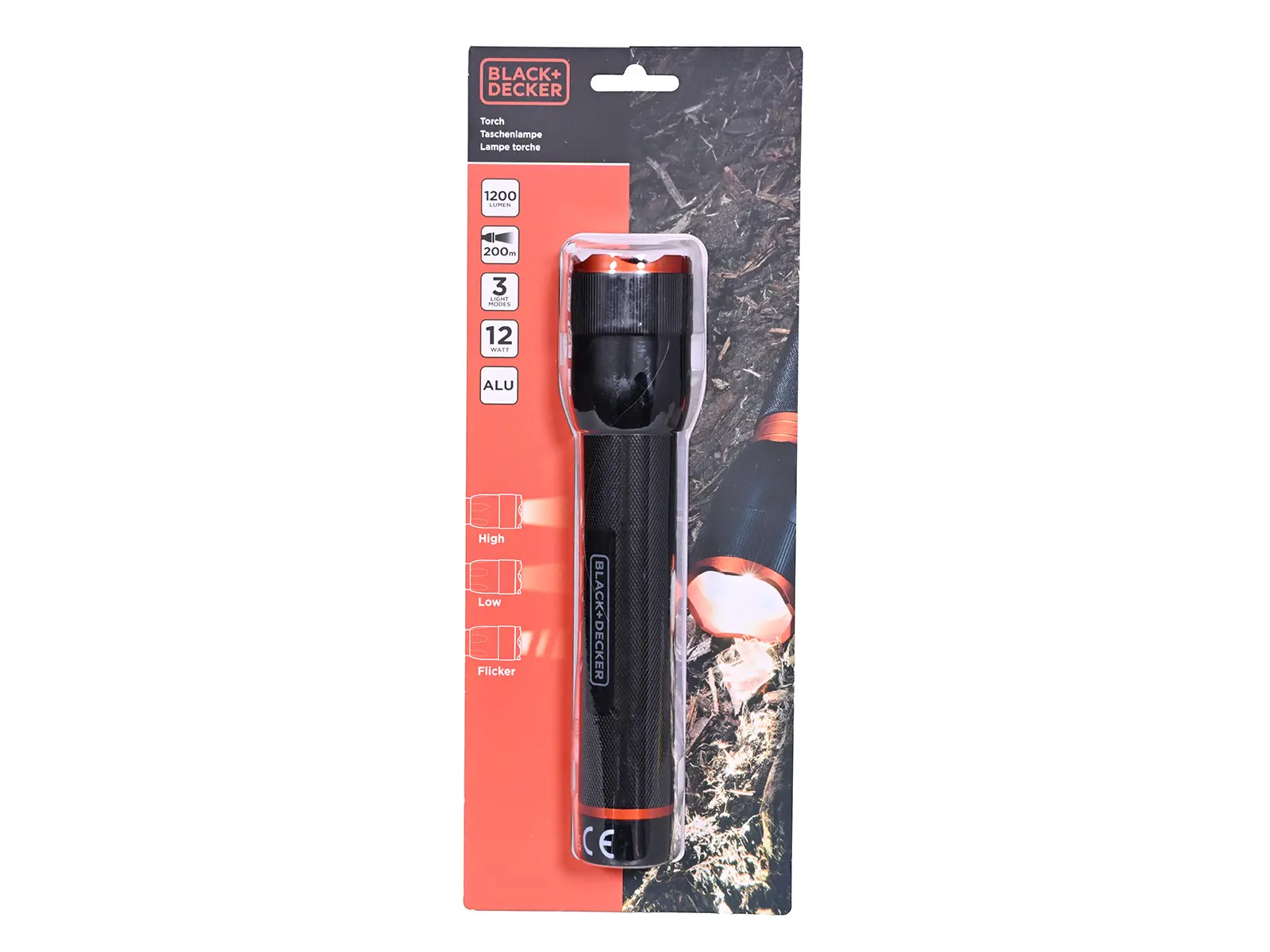 BLACK+DECKER LED Taschenlampe, 12W, 1200 Lm