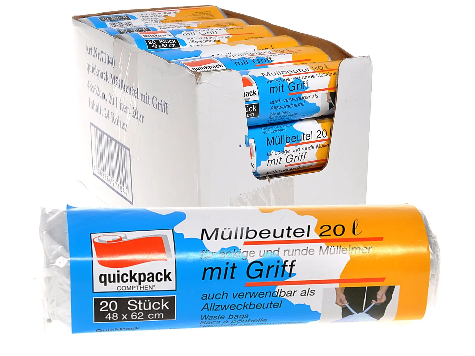 Müllbeutel 20 Liter m. Griff, 20er Rolle Karton=24