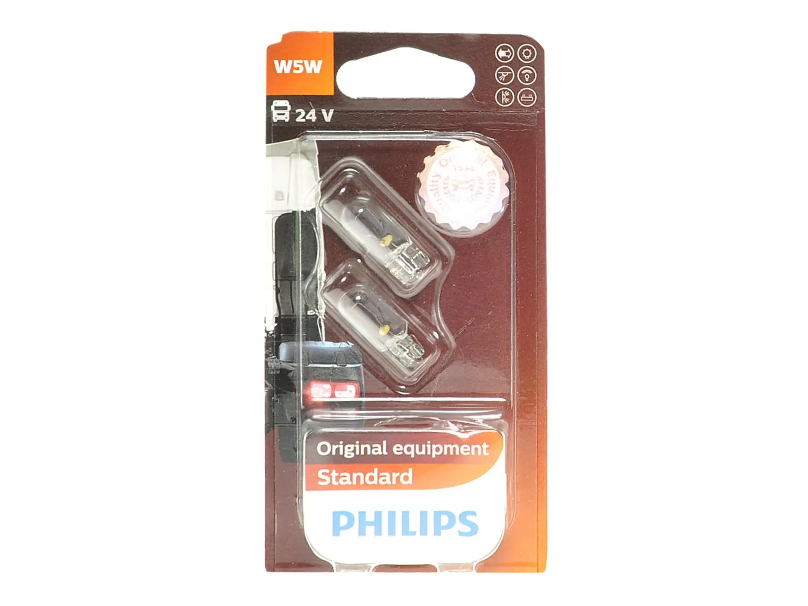 PHILIPS Standard W5W, 24V, 5W, weiss, duo