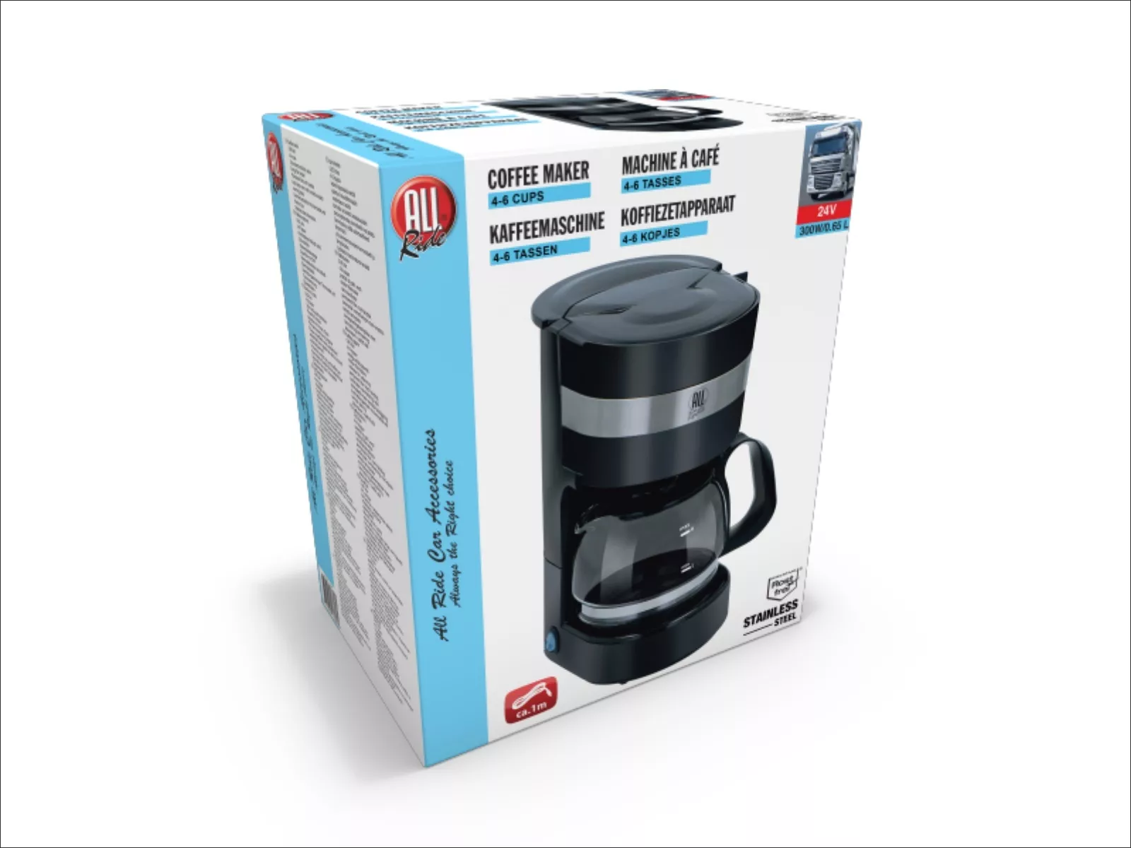 ALL Ride Kaffeemaschine 6 Tassen 24V, 300W, 0,65 L