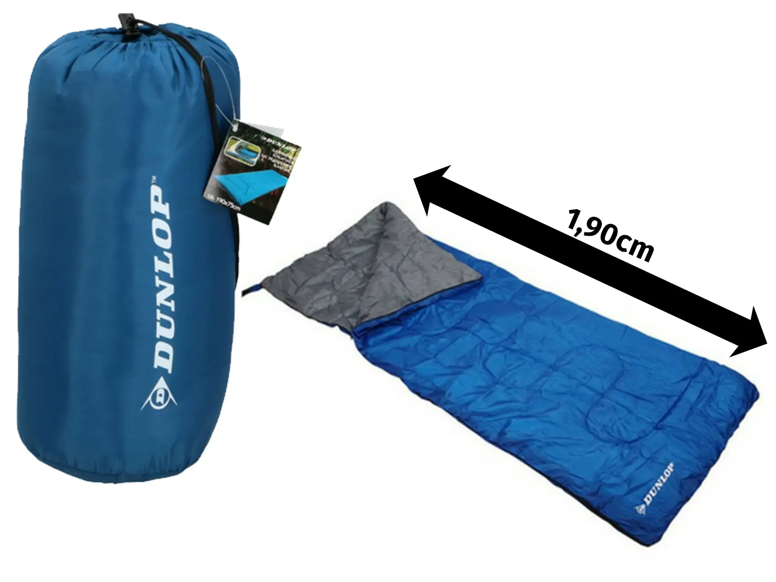 Dunlop Schlafsack 190cm x 75cm, blau-grau