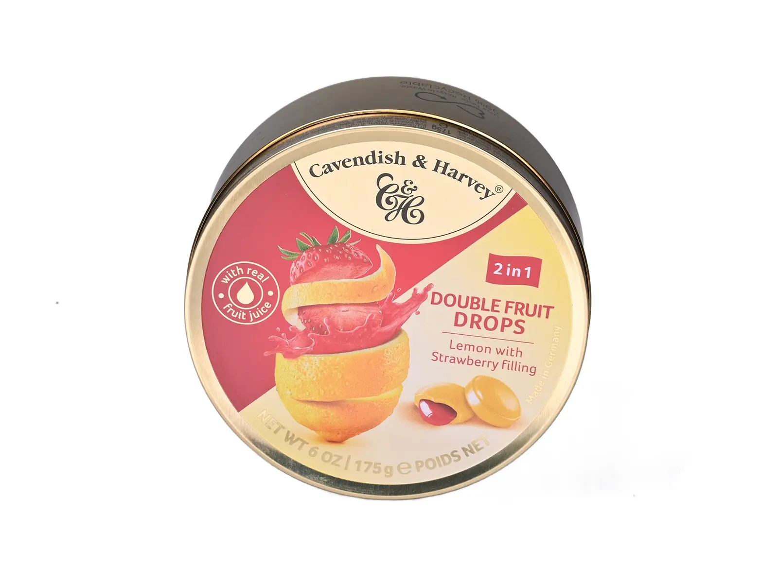 C & H Duo Fruit Lemon Strawberry Drops 175g    VE9