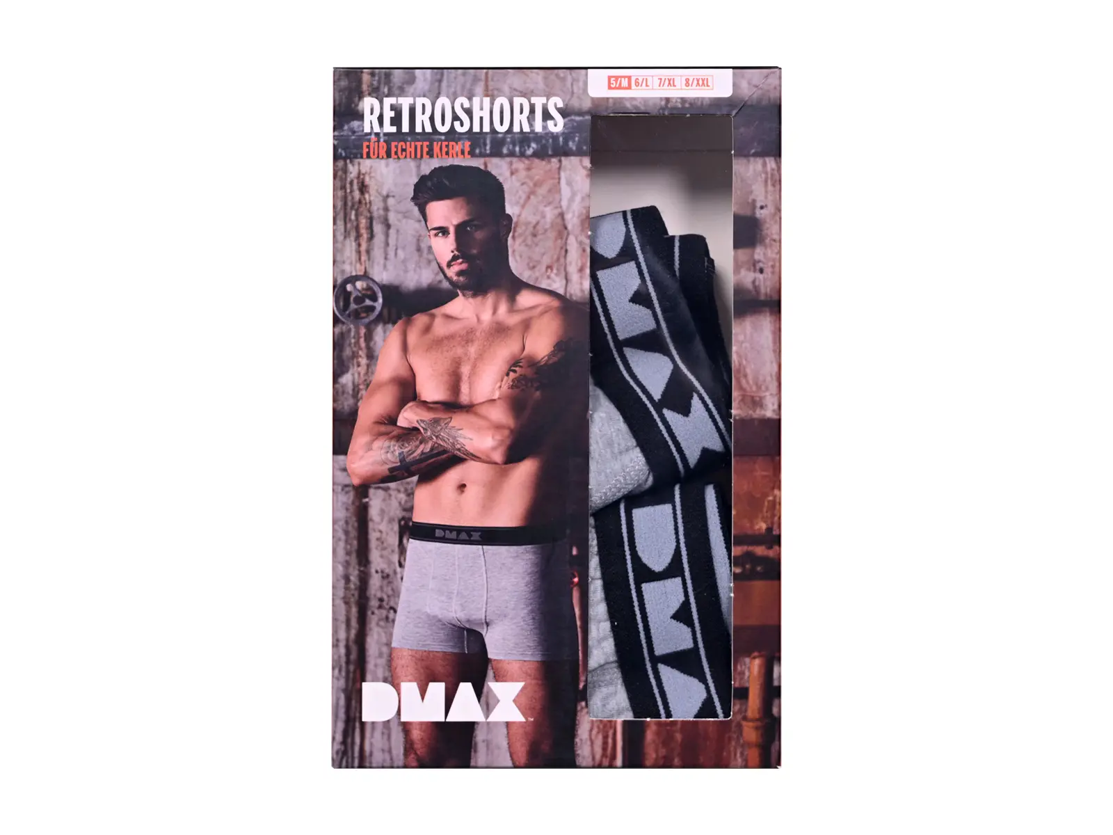 DMAX Boxershorts, Retroshorts, 2er grau/schw., L