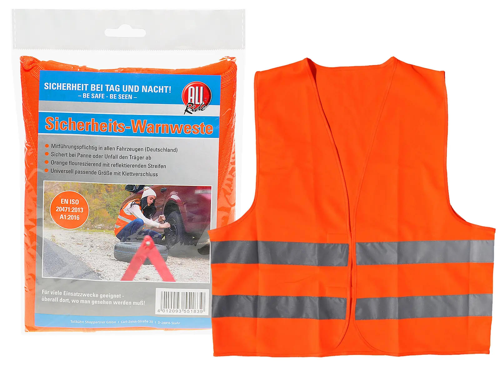 Sicherheits Warnweste DIN EN 471 reflekt. Orange