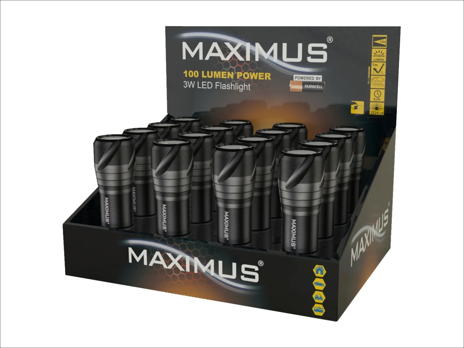 LED-Taschenlampe, Aluminium, 3W 100lm Disp. x16