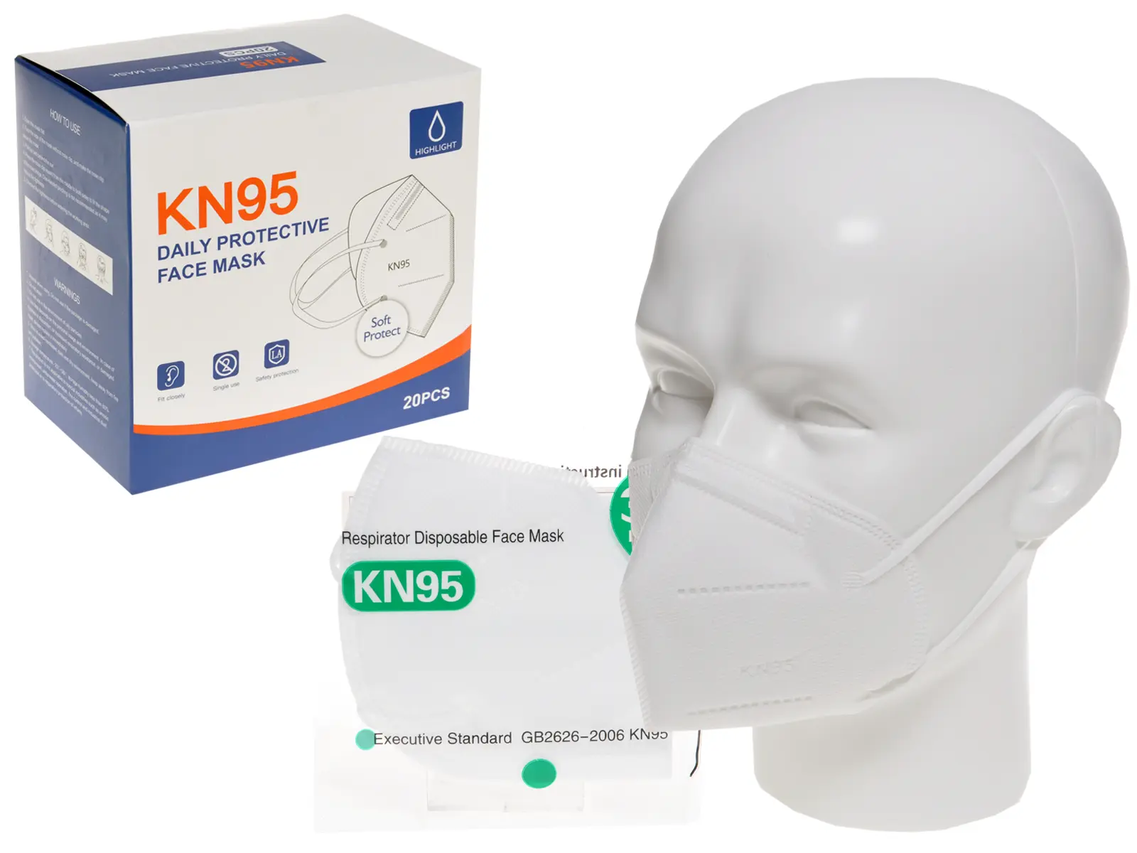 Gesichtsmaske, KN95, einzeln verpackt VE20