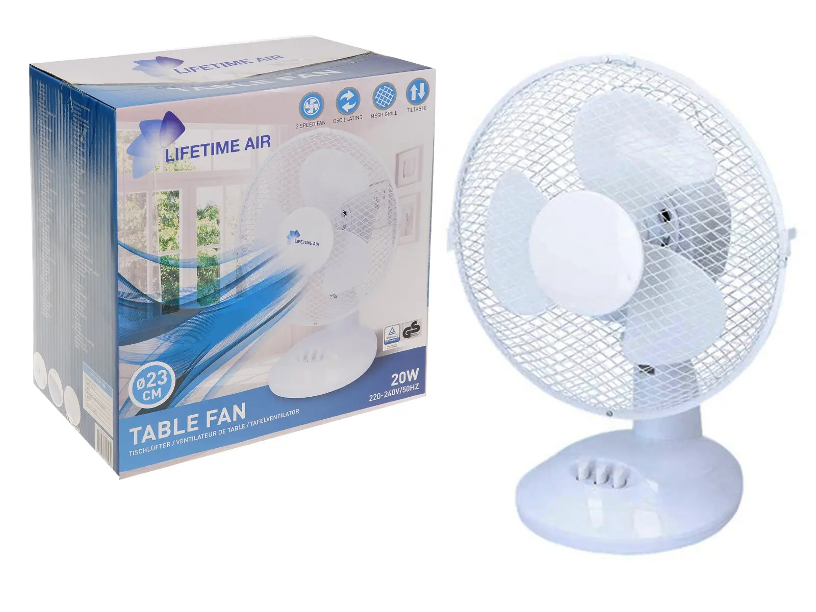 LIFETIME AIR Tischlüfter Ø23cm 20W, 220-240V/50HZ