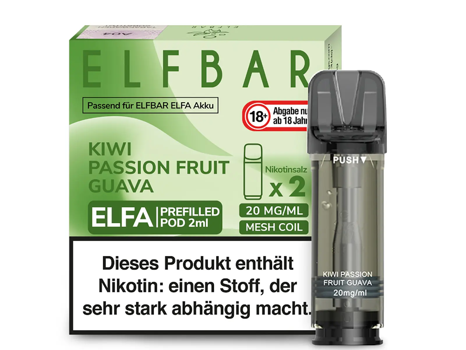 ELFBAR Elfa Pod, 20mg/ml Kiwi Passion Fruit VE10