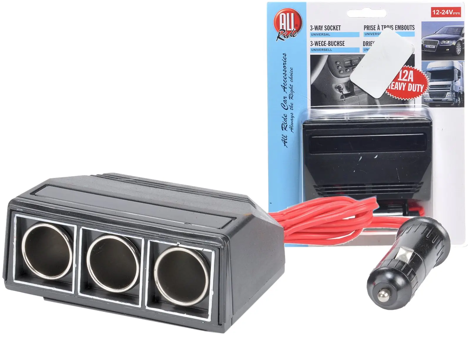 3-fach Steckdose universal & Stecker, 12A, 12V/24V