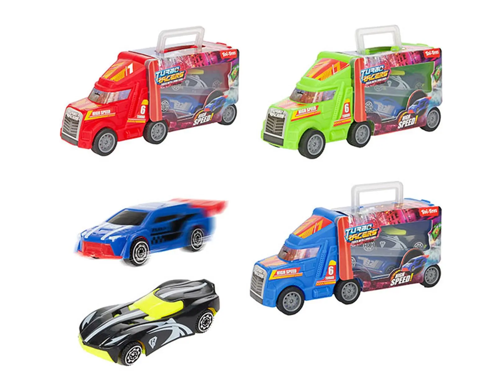 Turbo Racers Truck mit Rennautos, 3-fach sortiert